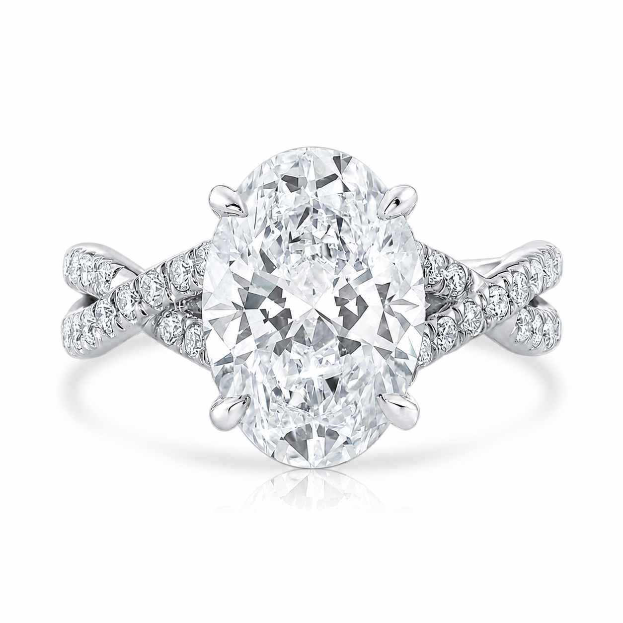 4.57CT E VS1 Oval Lab Grown Diamond Hidden Halo Engagement Ring 14kt