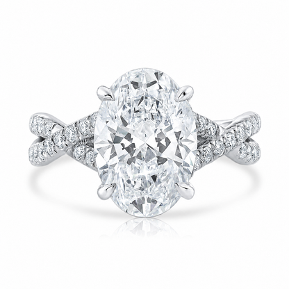 4.57CT E VS1 Oval Lab Grown Diamond Hidden Halo Engagement Ring 14kt