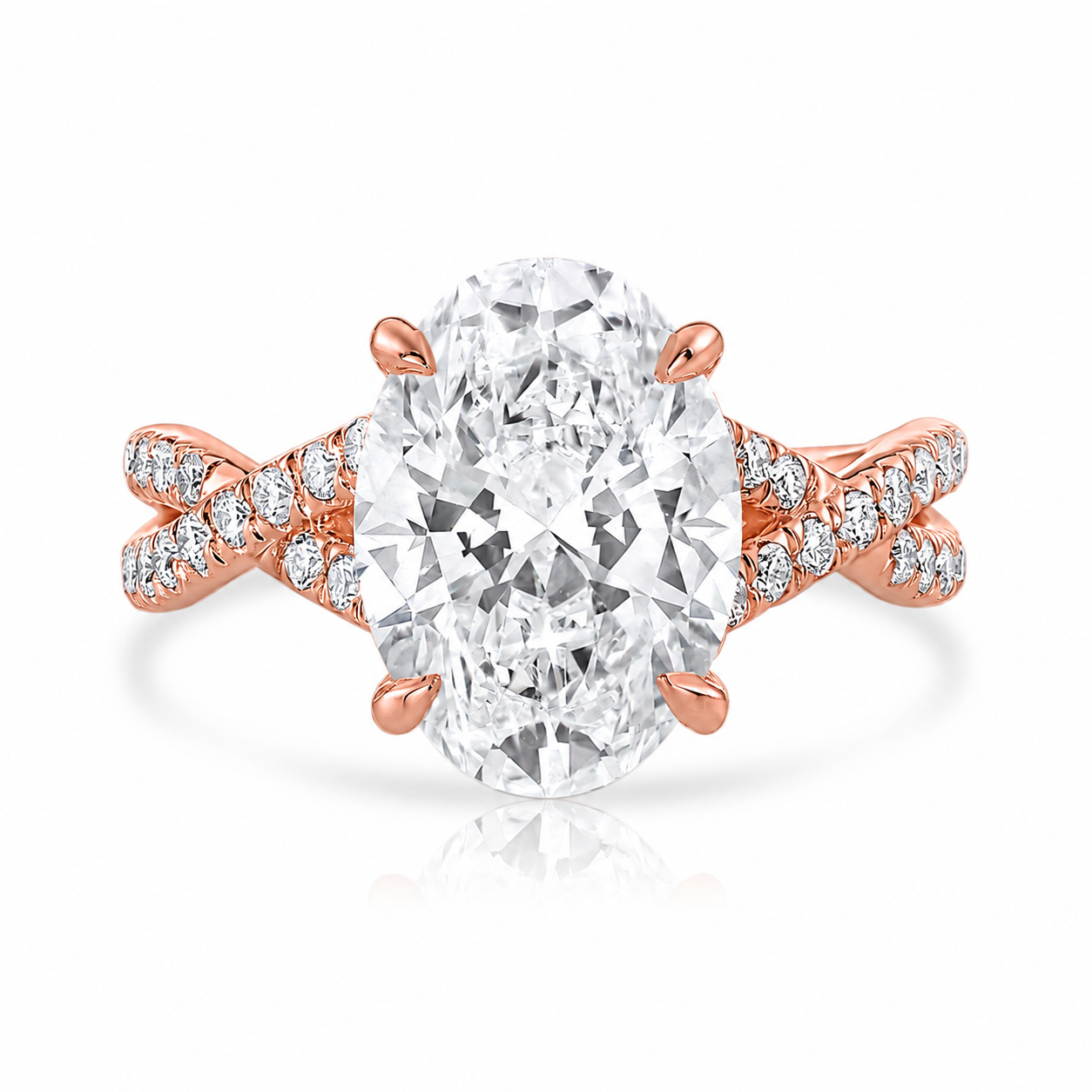 4.57CT E VS1 Oval Lab Grown Diamond Hidden Halo Engagement Ring 14kt