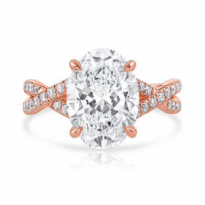 4.57CT E VS1 Oval Lab Grown Diamond Hidden Halo Engagement Ring 14kt