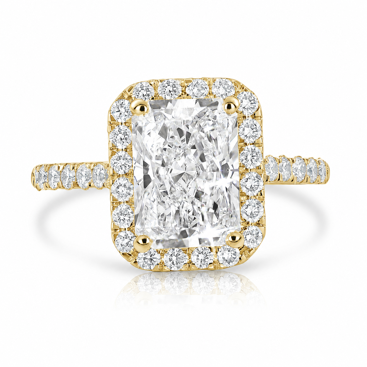 3.82CT E VS1 Radiant Lab Grown Diamond Engagement Ring 14kt