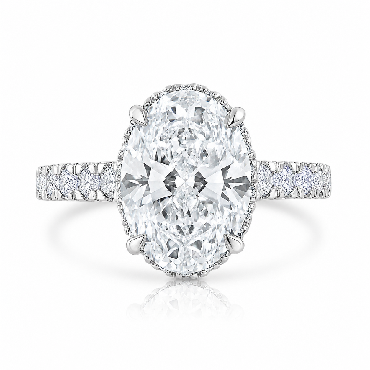 4.75CT E VS1 Oval Lab Grown Diamond Engagement Ring 14kt