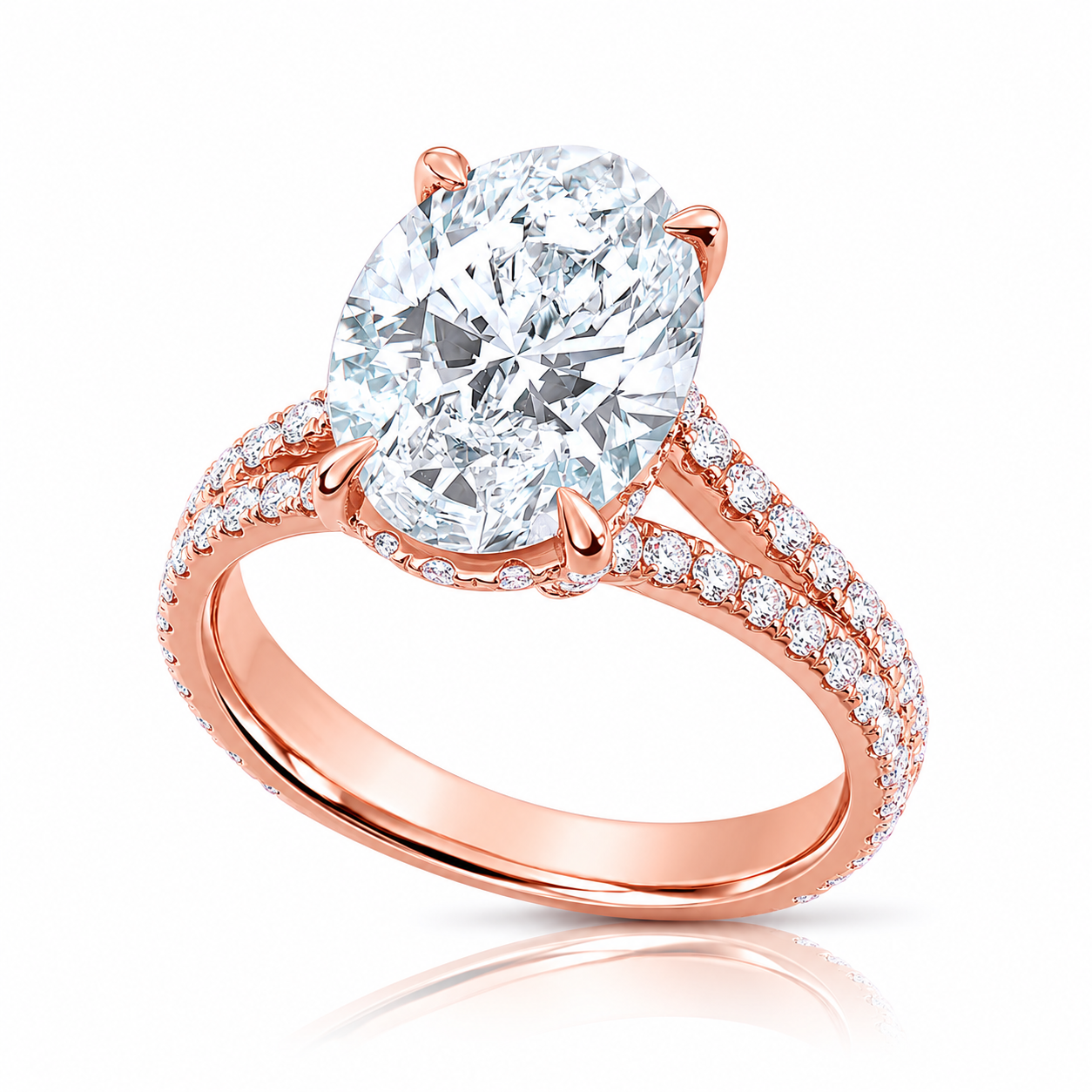 5.04CT E VS1 Oval Lab Grown Diamond Hidden Halo Engagement Ring 14kt