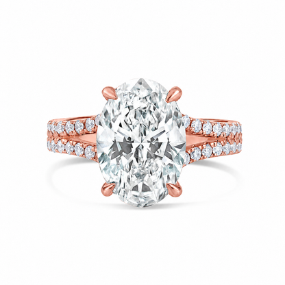 5.04CT E VS1 Oval Lab Grown Diamond Hidden Halo Engagement Ring 14kt