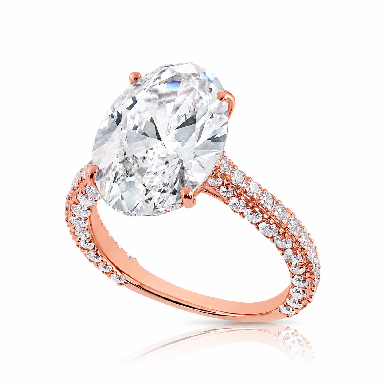 7.05CT E VS1 Oval Lab Grown Diamond Hidden Halo Engagement Ring 14kt