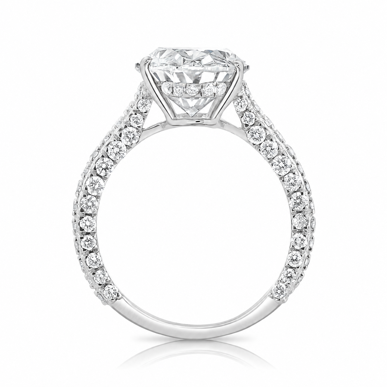 7.05CT E VS1 Oval Lab Grown Diamond Hidden Halo Engagement Ring 14kt