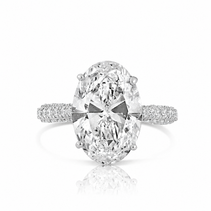 7.05CT E VS1 Oval Lab Grown Diamond Hidden Halo Engagement Ring 14kt