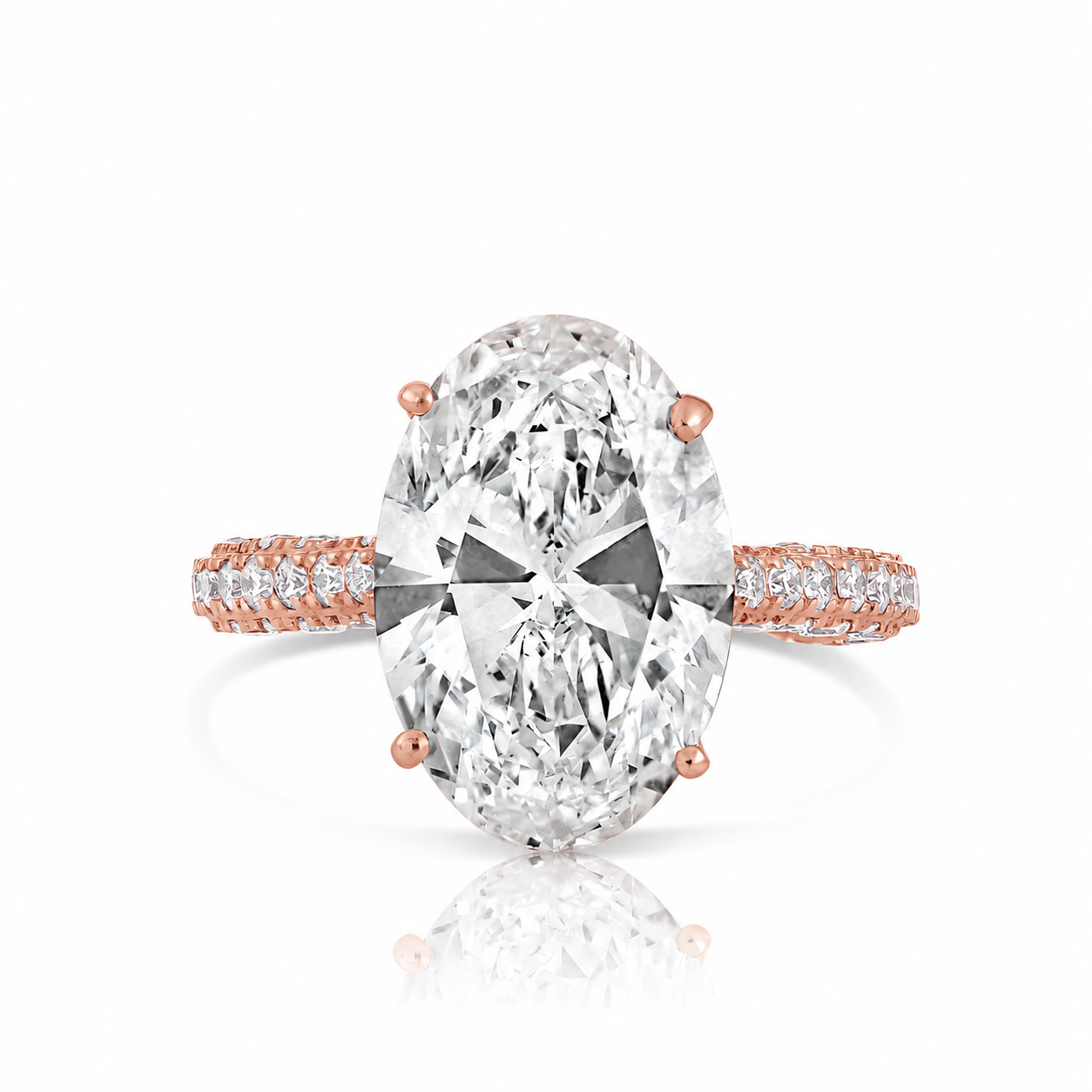 7.05CT E VS1 Oval Lab Grown Diamond Hidden Halo Engagement Ring 14kt