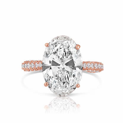 7.05CT E VS1 Oval Lab Grown Diamond Hidden Halo Engagement Ring 14kt