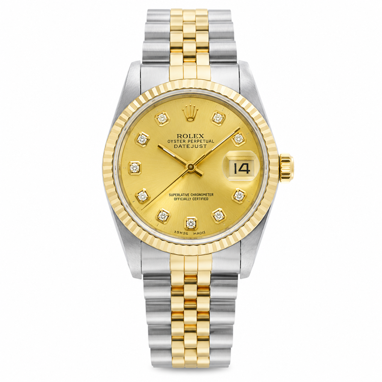 Rolex Datejust 69173 26MM Champagne Diamond Dial Two Tone Jubilee Bracelet