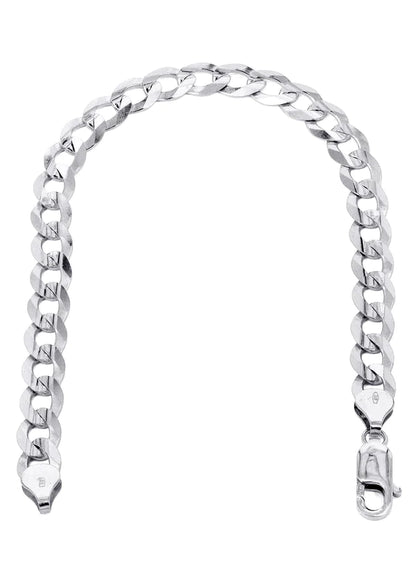 Solid Cuban Curb Link Bracelet 10K/14K - White Gold