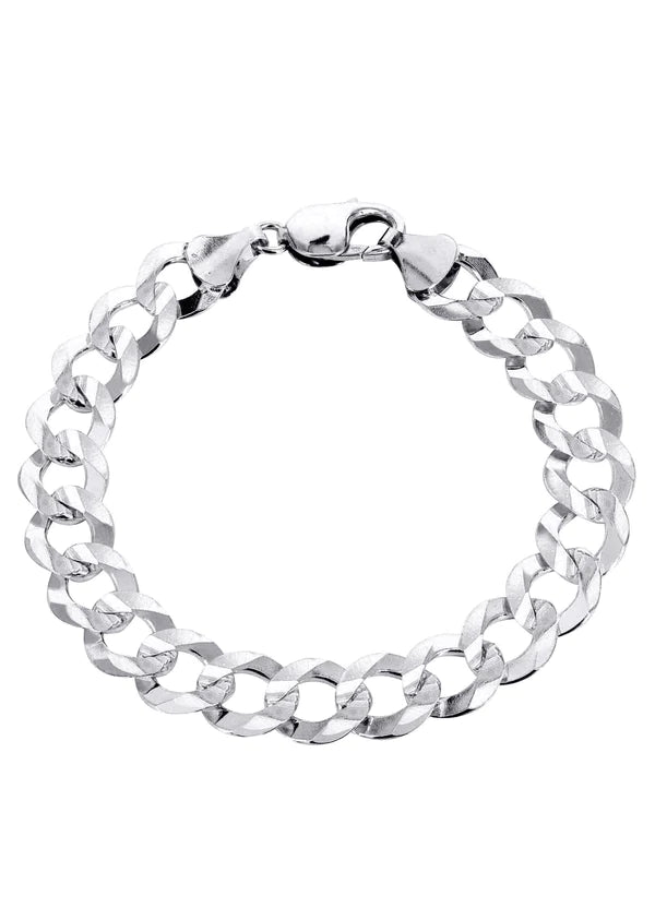 Solid Cuban Curb Link Bracelet 10K/14K - White Gold