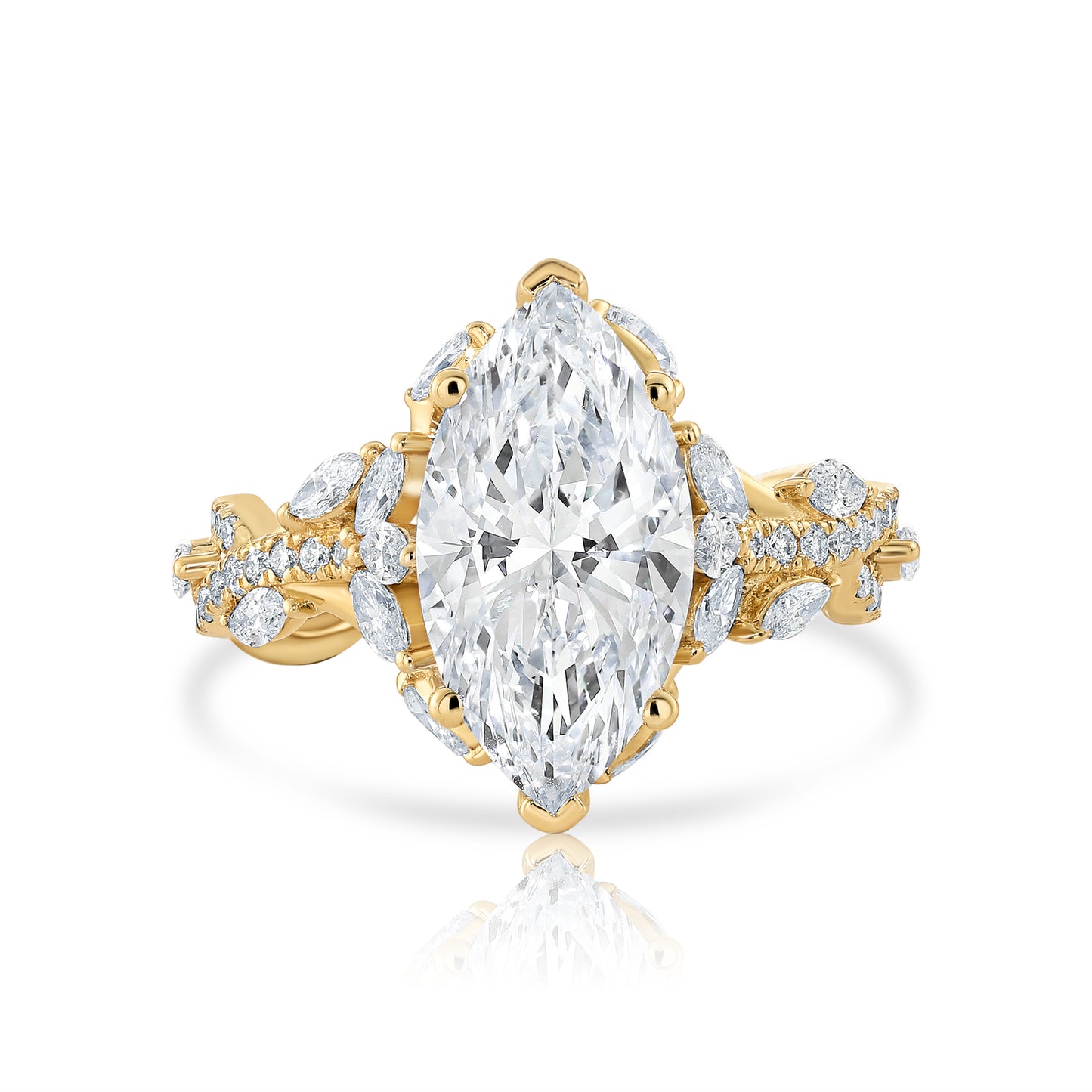 5.00 E VS1 Marquise Lab Grown Diamond Engagement Ring 14kt