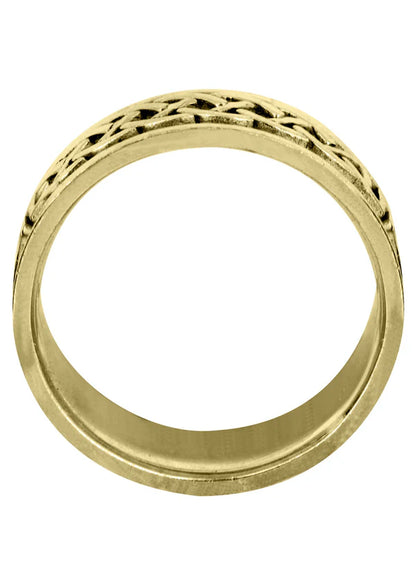 Mens Celtic Wedding Band Ring | 14K/18K Solid Yellow Gold | Satin / High Polish Finish (Oscar)