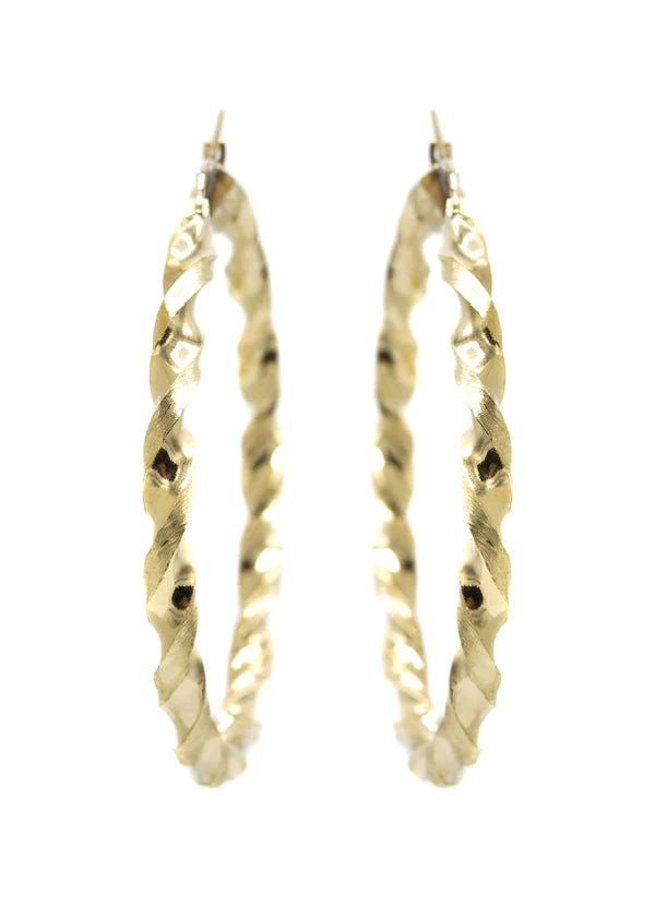 10K Womens Gold Hoop Earrings | Customizable Size | Width 4.5MM