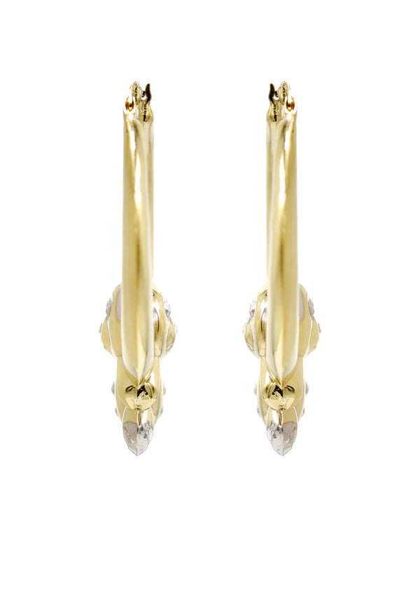 10K Womens Gold Hoop Bear Earrings | Customizable Size |