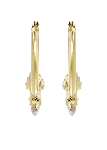 10K Womens Gold Hoop Bear Earrings | Customizable Size |