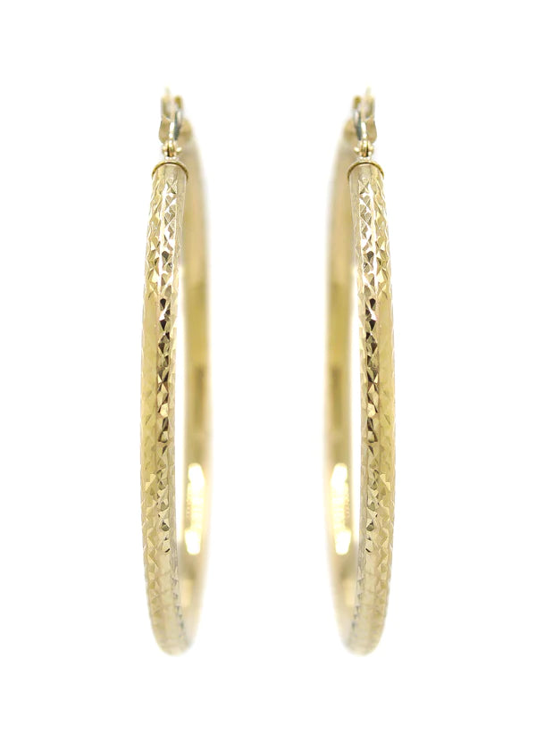 10K Womens Gold Hoop Earrings | Customizable Size | 3MM