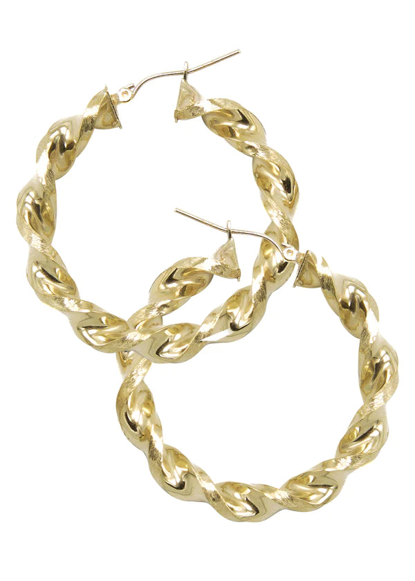 10K Womens Gold Hoop Earrings | Customizable Size | 6MM