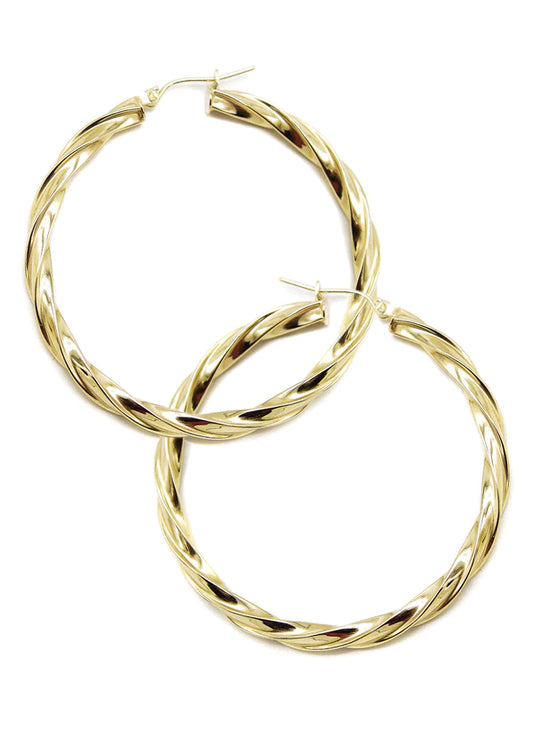 10K Womens Gold Hoop Earrings | Customizable Size | 4MM