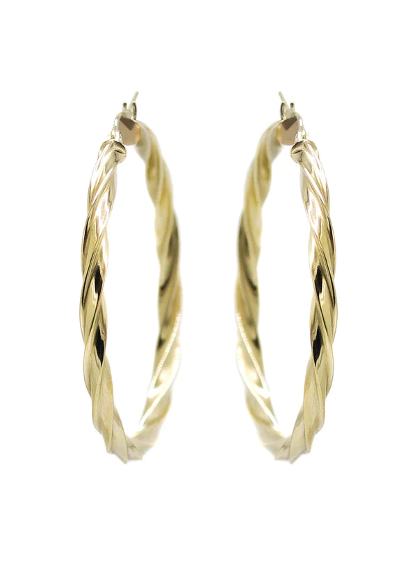 10K Womens Gold Hoop Earrings | Customizable Size | 4MM