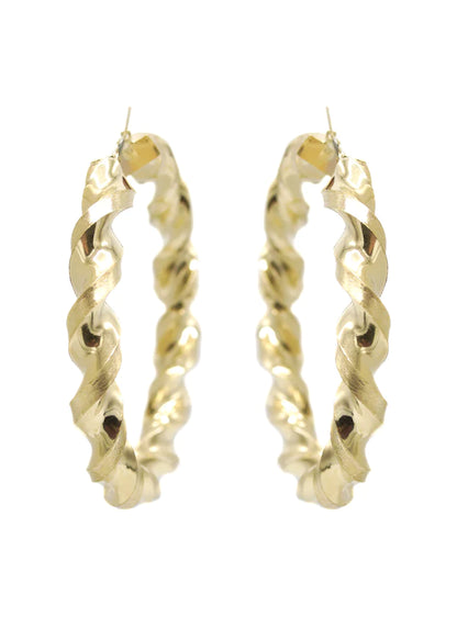 10K Womens Gold Hoop Earrings | Customizable Size | Width 10MM