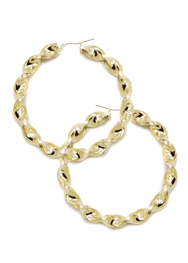 10K Womens Gold Hoop Earrings | Customizable Size | Width 8MM