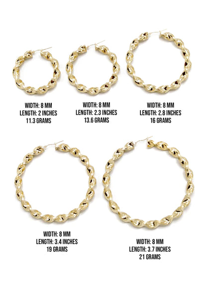 10K Womens Gold Hoop Earrings | Customizable Size | 8MM