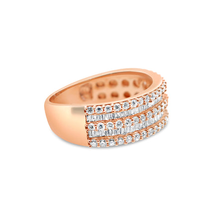 Mens Gold Round and Baguette Diamond Ring | 14K | 1.70CTW