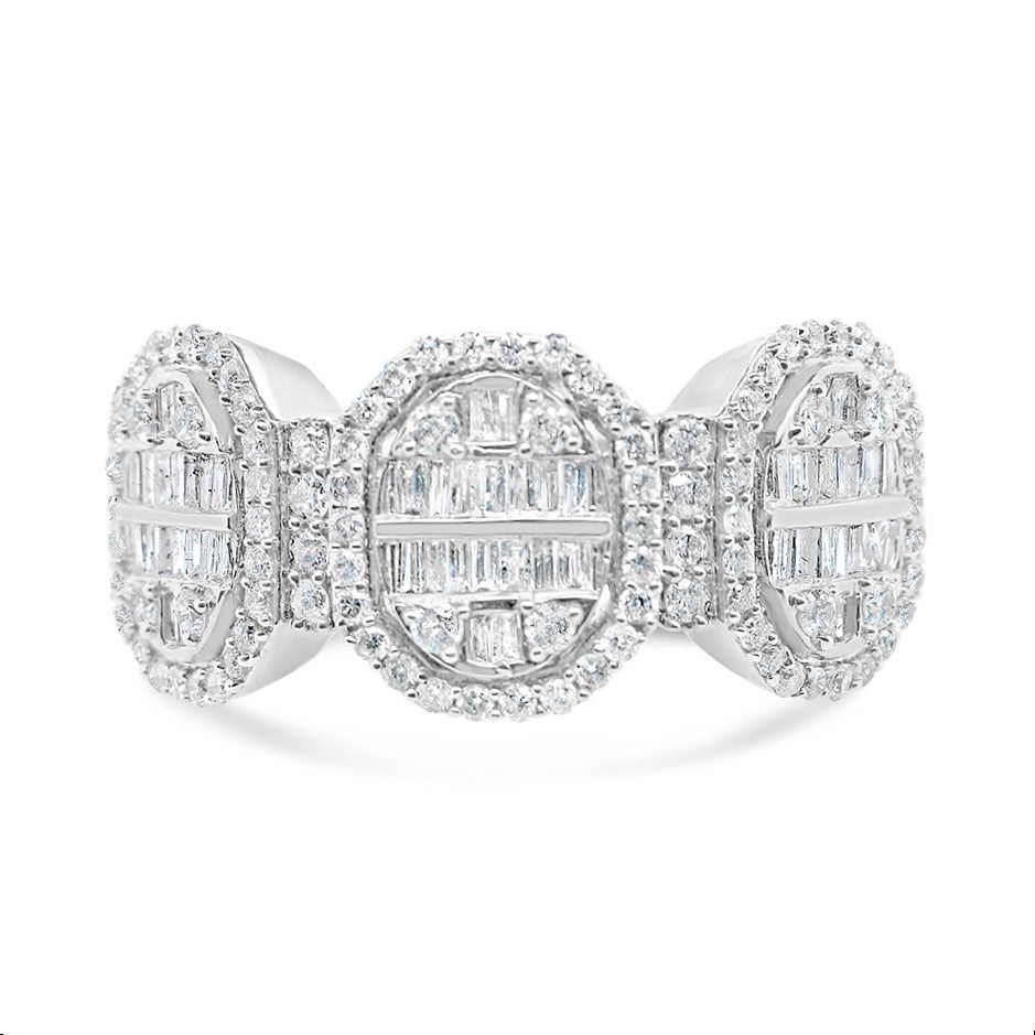 Mens Gold Round and Baguette Diamond Ring | 14K | 1.55 CTW