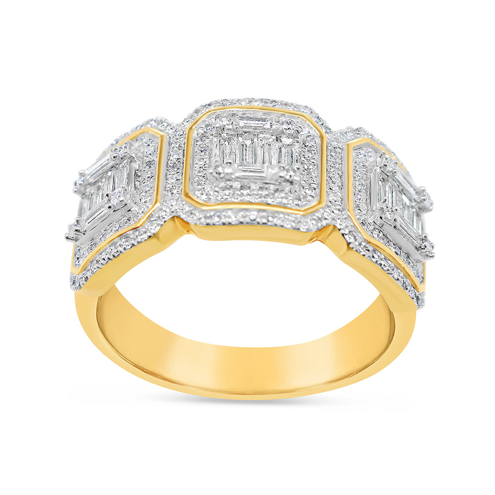 Mens Gold Round and Baguette Diamond Ring | 14K | 1.00 CTW