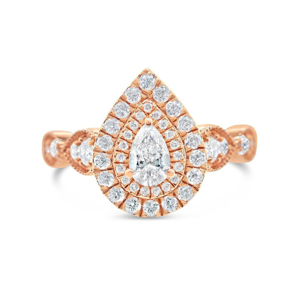Gold Diamond Tear Drop/Pear Engagement Ring | 10K Yellow Gold | 0.51 CTW