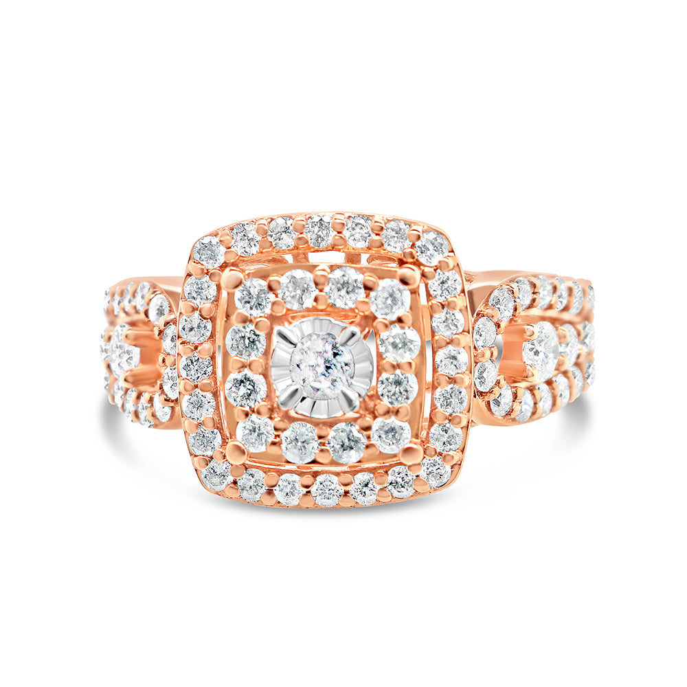 Gold Diamond Square Engagement Ring | 10K | 1.00 CTW