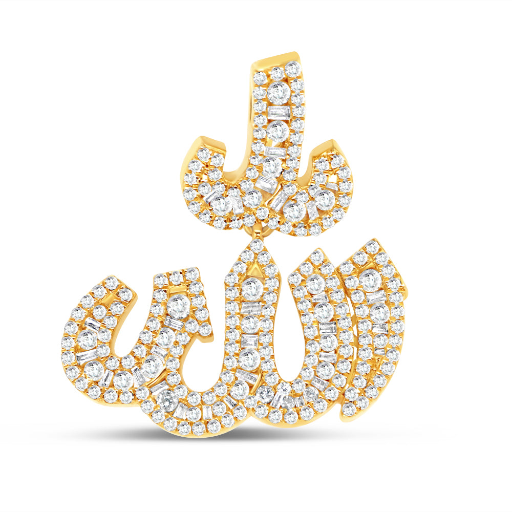 Allah - Yellow Gold Diamond Pendant | 2.53 CTW | 14K