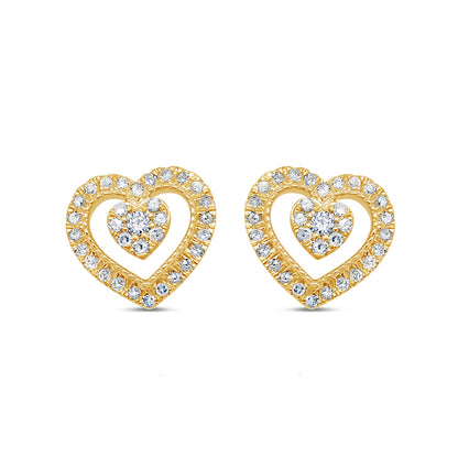 14k Gold Heart Diamond  Earrings 9.8mm 0.30 CTW