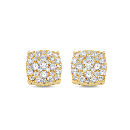 14k Gold Diamond Square Earrings 8.0mm 0.70CTW