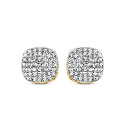 10k Gold Diamond Square Shape Earrings 7.5mm .29CT