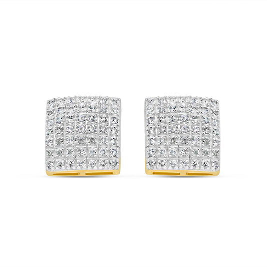 10k Gold Diamond Square Earrings 9.5mm .34CT