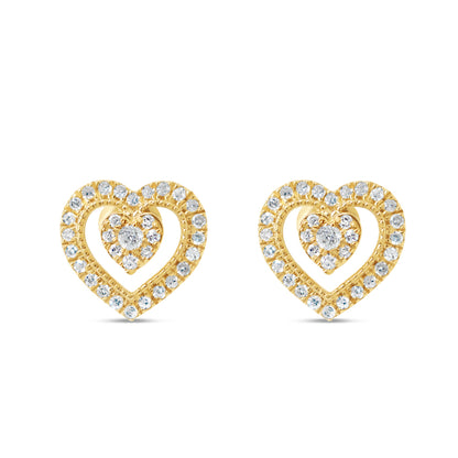 Gold Diamond Heart Earrings | Yellow Gold 14K | 0.29CT | 10.1MM