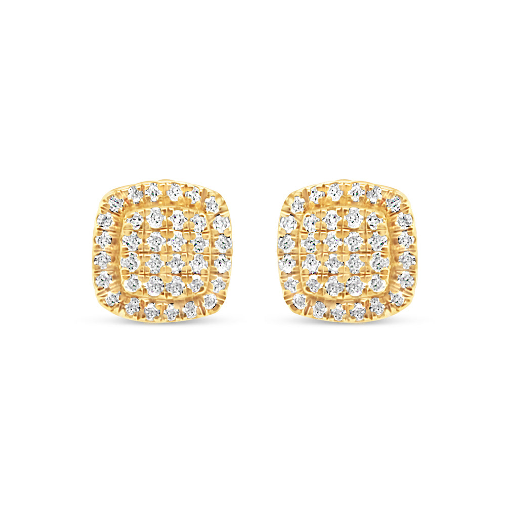 14K Yellow Gold | Diamond Square  Earrings | 0.50 CTW | 7.00MM