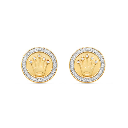 10K Yellow Gold | Diamond Rolex Earrings | 0.30CTW | 14MM