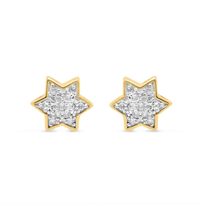 10K Yellow Gold | Diamond Star Earrings | 0.09CTW | 6.27MM