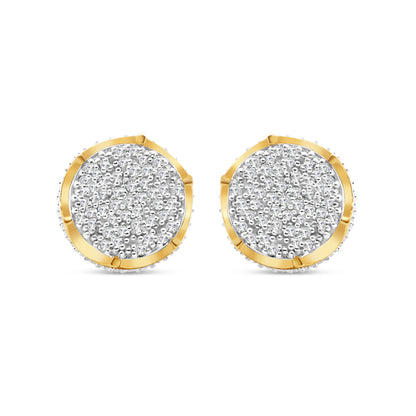 10k Gold Diamond 3-D Round Earrings 10.5mm 0.66 CTW