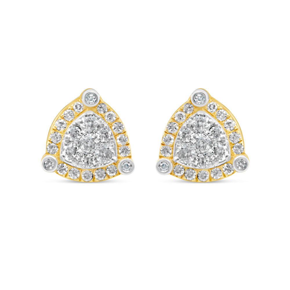14k Gold Diamond Triangle  Earrings 9.5mm 0.66 CTW