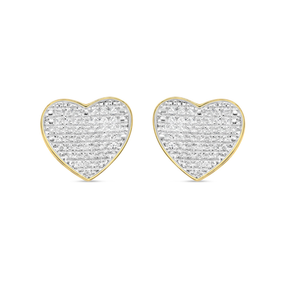 10k Gold Diamond Heart Earrings 11mm .33CTW