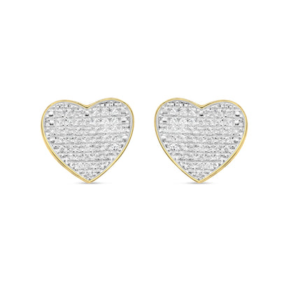 10k Gold Diamond Heart Earrings 11mm .33CTW