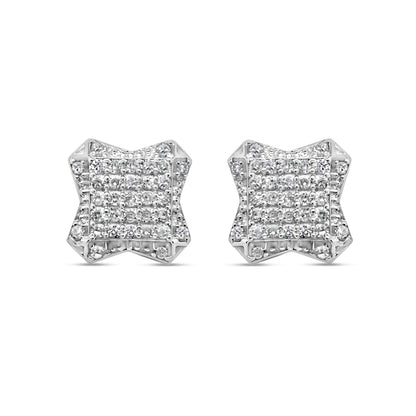 10k Gold Diamond Square Earrings 9mm .21CTW