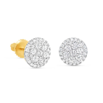 14k Gold Diamond Flower Earrings 9mm .75CTW