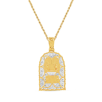 RIP Tombstone with Necklace | 10K Yellow Gold | 18.18MM| .91CT