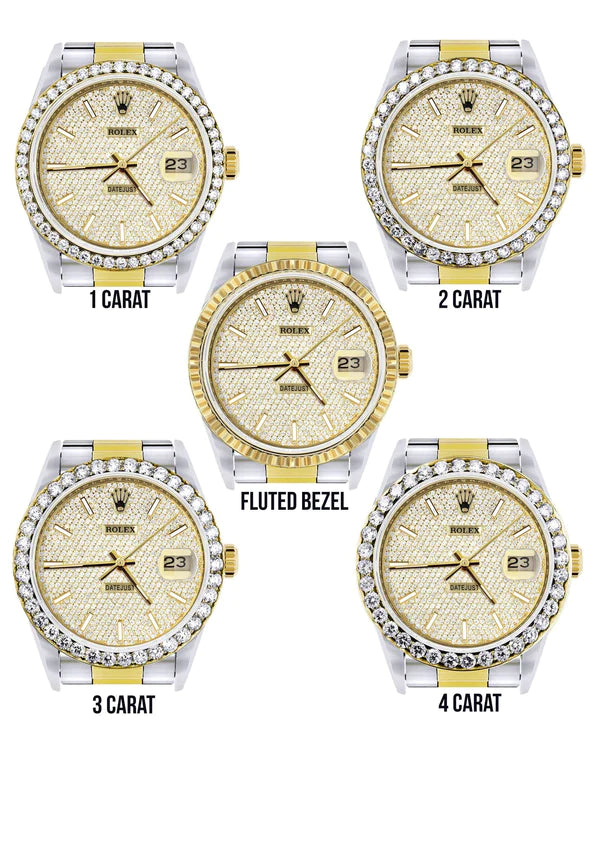 Diamond Gold Rolex Datejust Watch 16233 | 36MM | Full Diamond Dial | Stainless Steel | Oyster Band